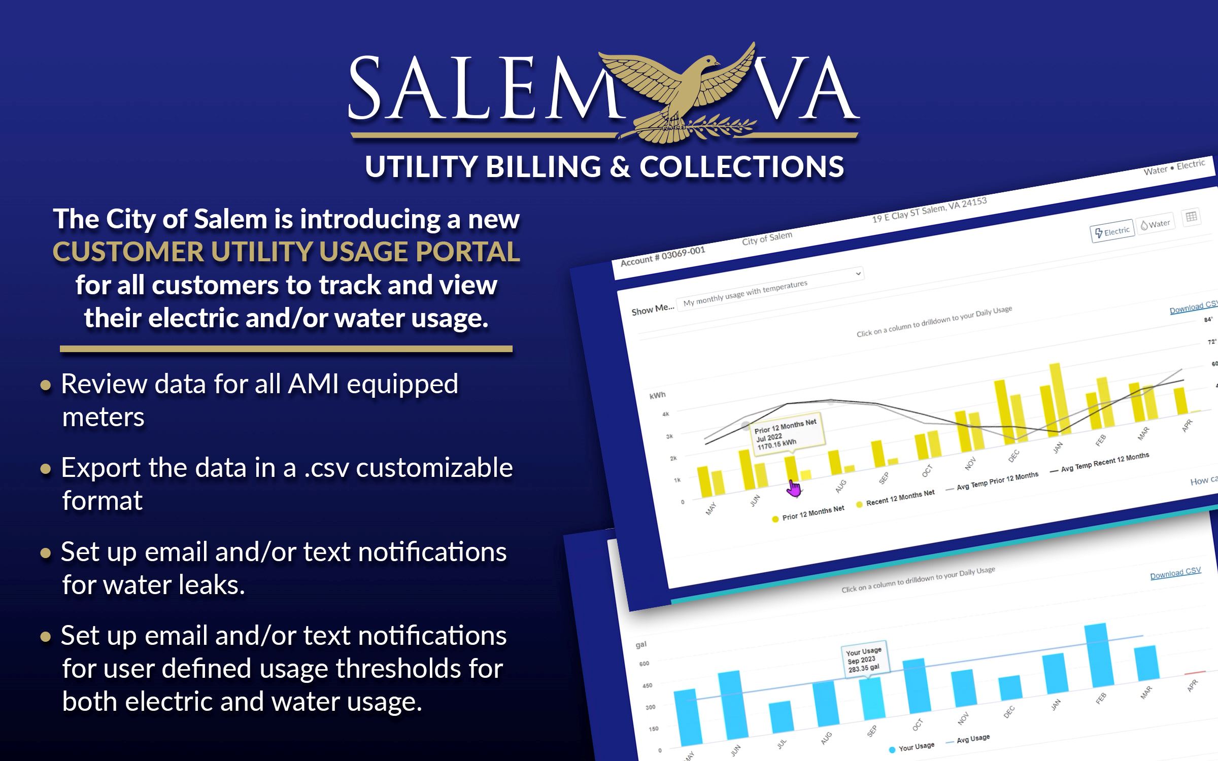 Customer Utility Usage Portal information listed